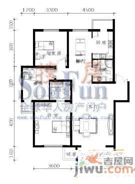 明华西江俪园3室2厅2卫128.2㎡户型图