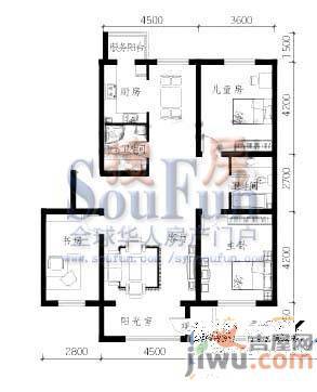 明华西江俪园3室2厅2卫128.2㎡户型图