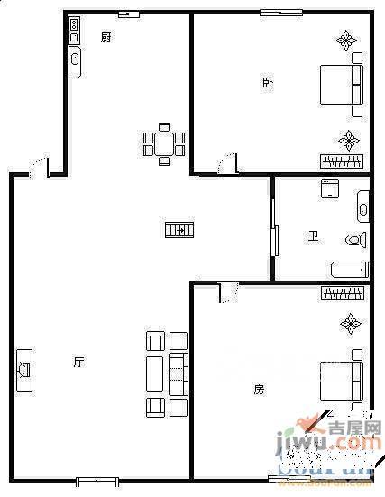 顺鑫家园2室2厅1卫107㎡户型图