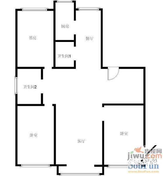 富祥园2室2厅1卫112㎡户型图