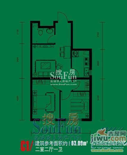 北华城3室2厅1卫114㎡户型图
