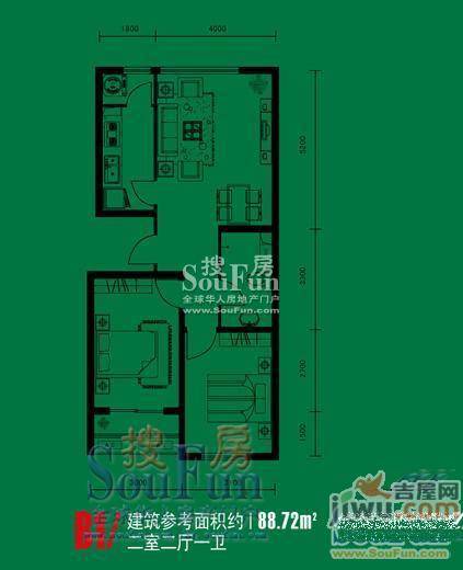 北华城3室2厅1卫114㎡户型图
