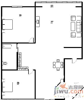 金居花园2室2厅1卫70㎡户型图