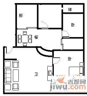 浅草绿阁二期3室2厅1卫118㎡户型图