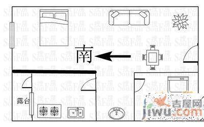 万达新天地天宇座1室1厅1卫35㎡户型图