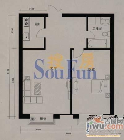 光达大厦1室0厅1卫49.1㎡户型图