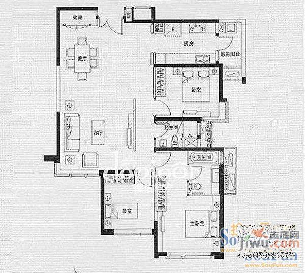 常德社区2室1厅1卫66㎡户型图