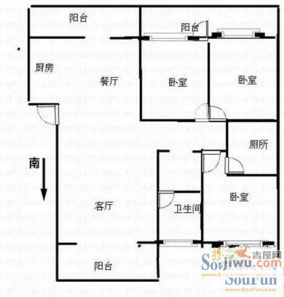 常德社区2室1厅1卫66㎡户型图