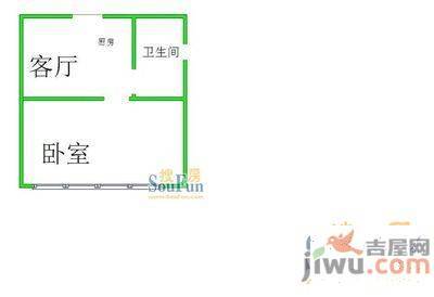 万达新天地天籁座1室1厅1卫51㎡户型图