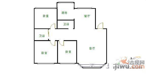 金色枫景2室2厅1卫100㎡户型图