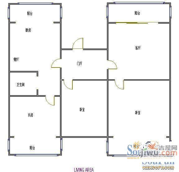 延安里社区3室2厅1卫户型图