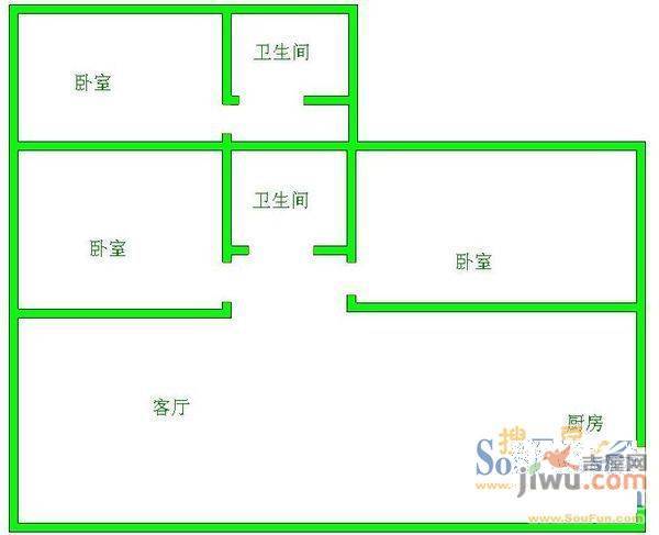 绿景家园3室2厅2卫181㎡户型图