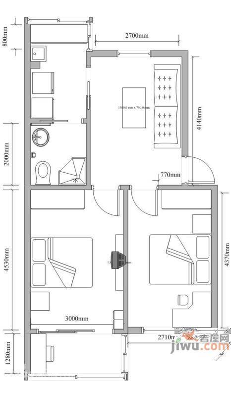 延边社区2室1厅1卫户型图