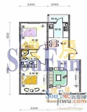 馨和花园2室2厅1卫户型图