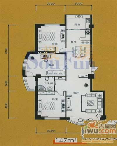 东大智慧嘉园2室1厅1卫77.3㎡户型图