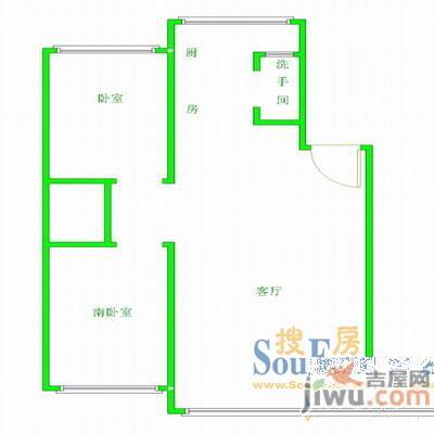 民富小区2室1厅1卫51㎡户型图