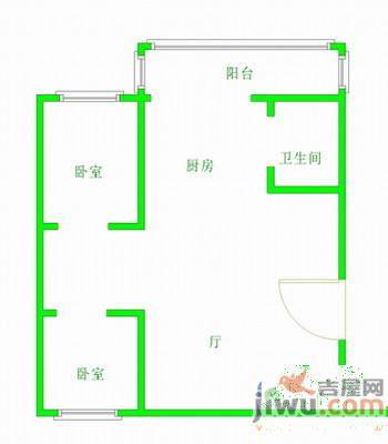 民富小区2室1厅1卫51㎡户型图