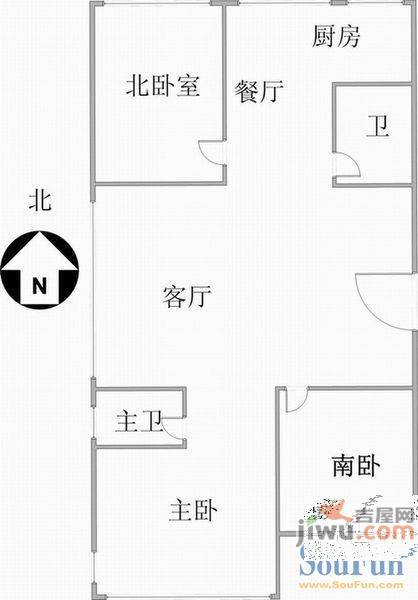 孔雀花园3室2厅1卫153㎡户型图