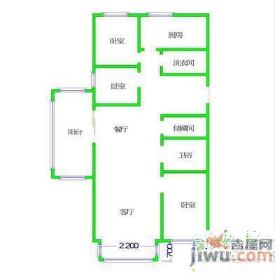 孔雀花园3室2厅1卫153㎡户型图