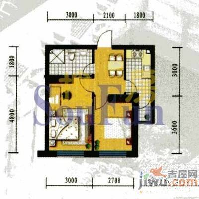 文安路社区2室1厅1卫68㎡户型图