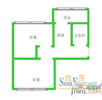 沈纺小区2室1厅1卫73㎡户型图