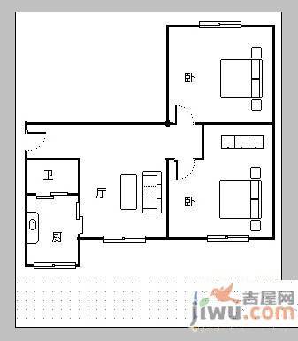 沈纺小区2室1厅1卫73㎡户型图