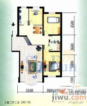 城市家园3室2厅2卫162.7㎡户型图