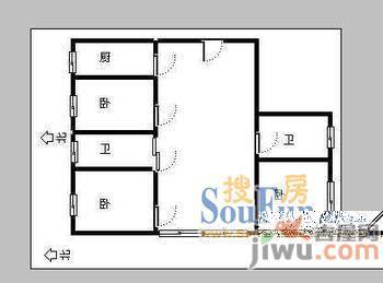 八经2室2厅1卫80㎡户型图