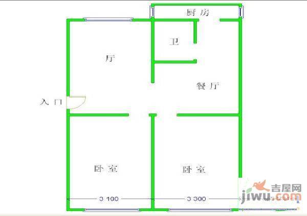 八经2室2厅1卫80㎡户型图