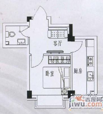 青年居易香奈丽舍1室1厅1卫54㎡户型图