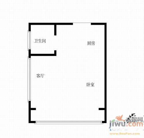 青年居易香奈丽舍1室1厅1卫54㎡户型图