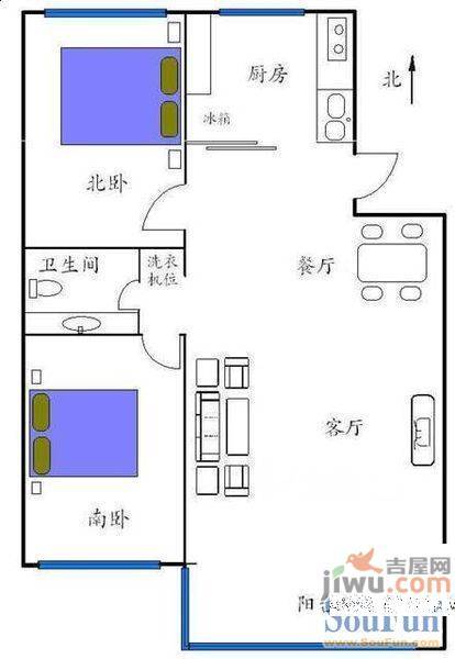 城建梦翔之家A区1室1厅1卫41㎡户型图