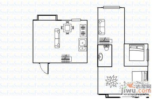 城建梦翔之家A区1室1厅1卫41㎡户型图