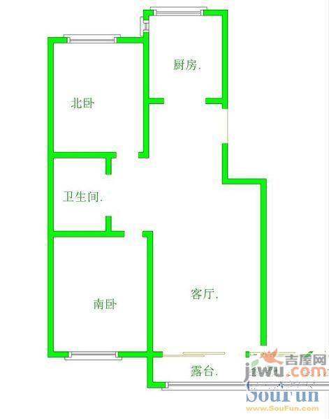 东环国际花园二期2室2厅1卫89㎡户型图