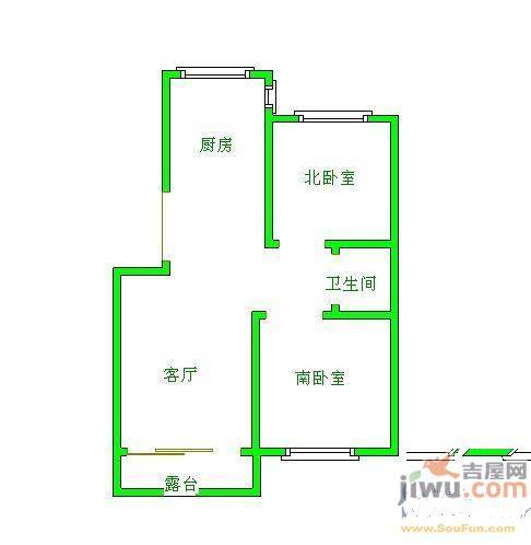 东环国际花园二期2室2厅1卫89㎡户型图