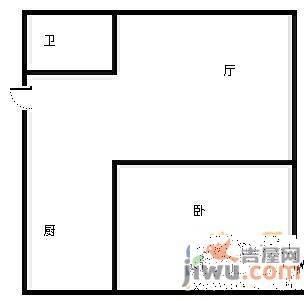 工人村二小区1室2厅1卫57㎡户型图