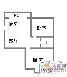 人民里小区1室1厅1卫45㎡户型图