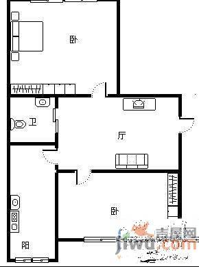 百合花园2室1厅1卫69㎡户型图