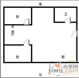 卉盛家园2室2厅1卫120㎡户型图