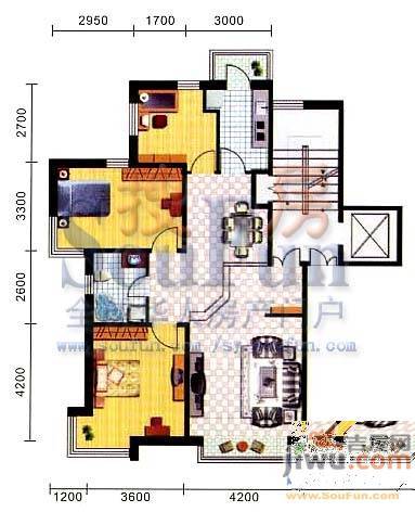 民安康城2室2厅1卫户型图