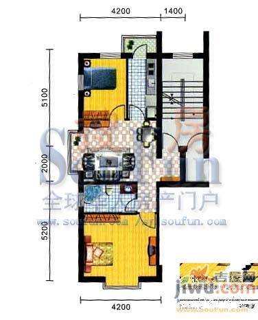 民安康城2室2厅1卫户型图