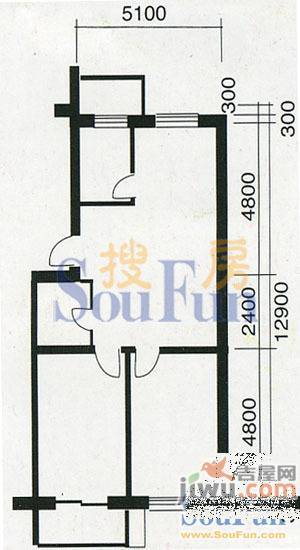 环北家园三期1室2厅1卫61㎡户型图