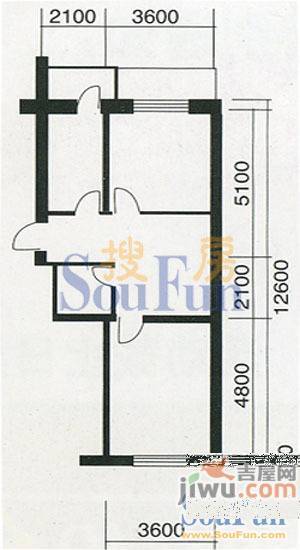 环北家园三期1室2厅1卫61㎡户型图