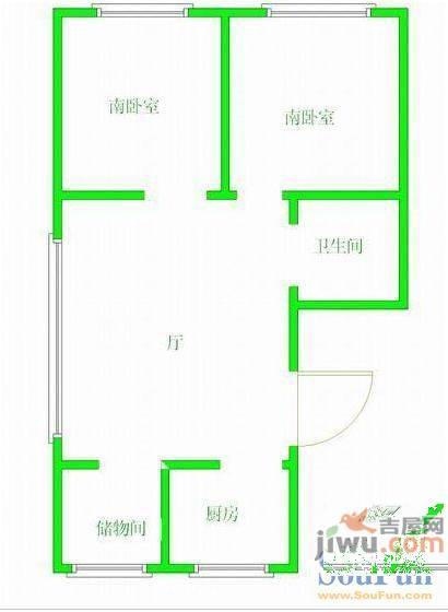 沈新园2室1厅1卫74.6㎡户型图