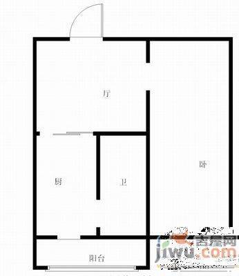 建业小区1室1厅1卫46㎡户型图