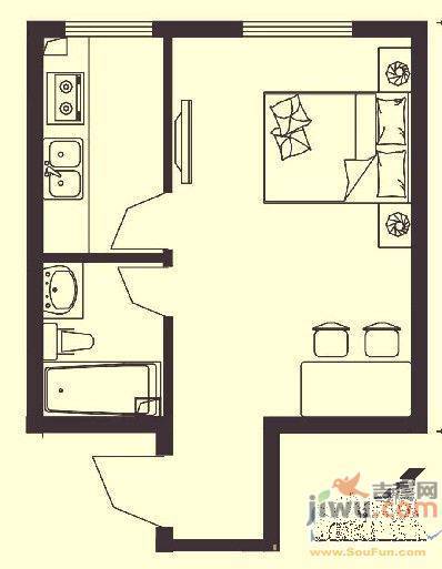 花苑小区1室1厅1卫47㎡户型图