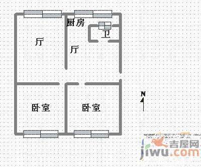 铁西九路2室3厅1卫108㎡户型图