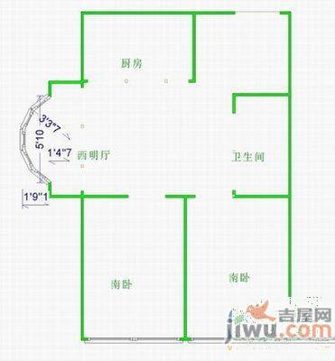 人和家园2室2厅1卫93㎡户型图