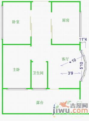 人和家园2室2厅1卫93㎡户型图