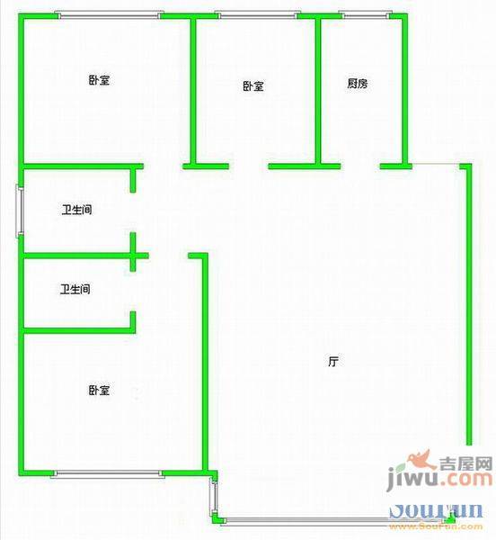 明择园2室1厅1卫户型图